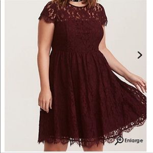 Torrid Maroon Lace Skater Dress